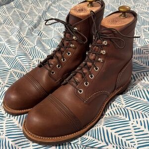 Men's Brown Leather Lace-Up Cap-Toe Boots